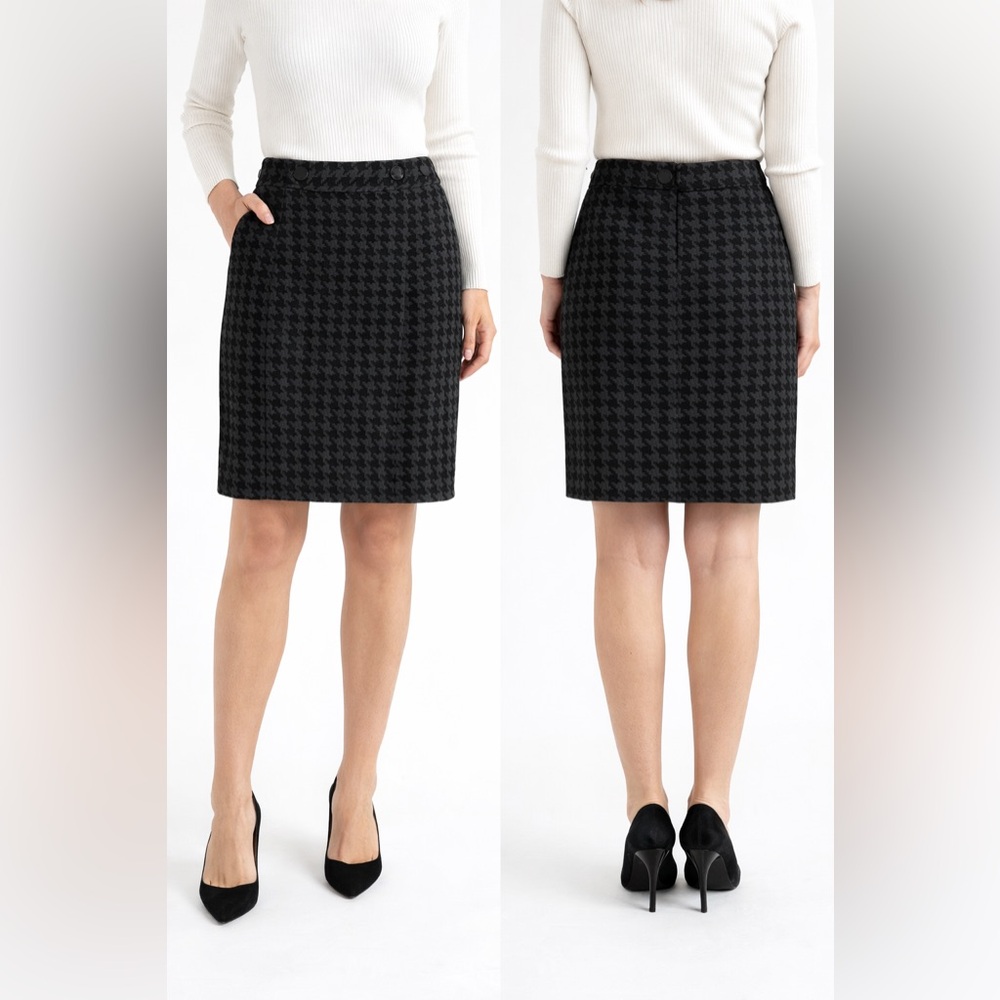 Ann Taylor Women’s Black Houndstooth Classic Tailored Office Career Skirt Size